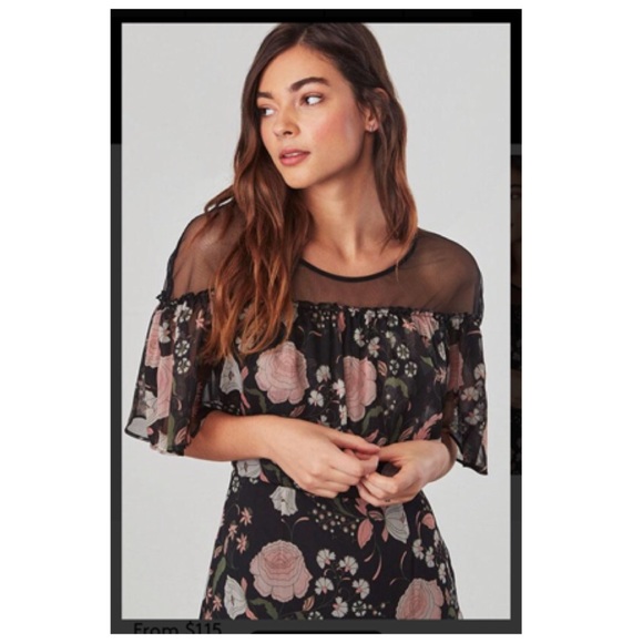 BB Dakota Black Rella Floral Print Midi Dress - Picture 4 of 4
